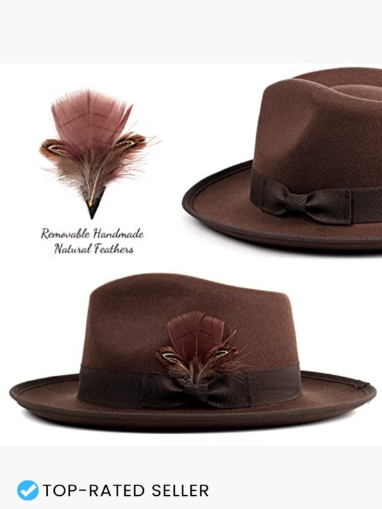 Classic Fedora Hat Wide Brim Felt Dress Panama Trilby Unisex Adjustable main image 7